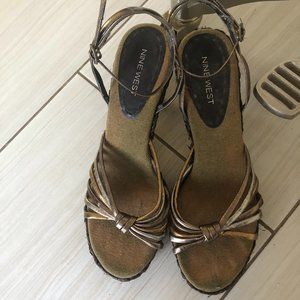 Metallic heeled sandals